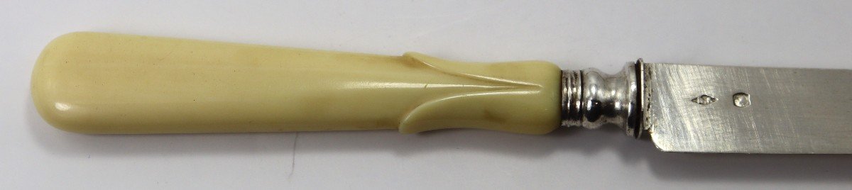 Set Of 11 Silver And Ivory Knives, Early 20th Century-photo-4