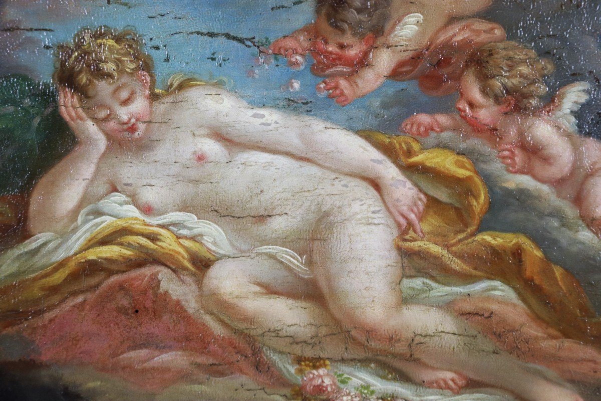 Follower Of François Boucher (1703-1770), Hsp "sleeping Venus And Two Cupids", 18th Century-photo-4