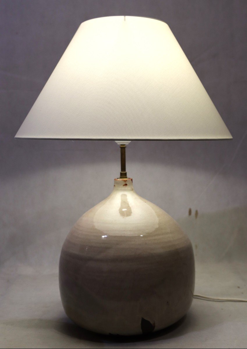 Yves Suzanne (1953-), Lampe émail Stannisfère Coloré Au Manganèse, Vers 1970-photo-2