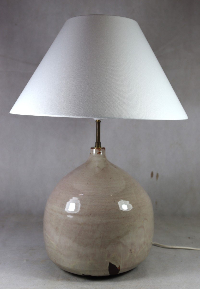 Yves Suzanne (1953-), Lampe émail Stannisfère Coloré Au Manganèse, Vers 1970