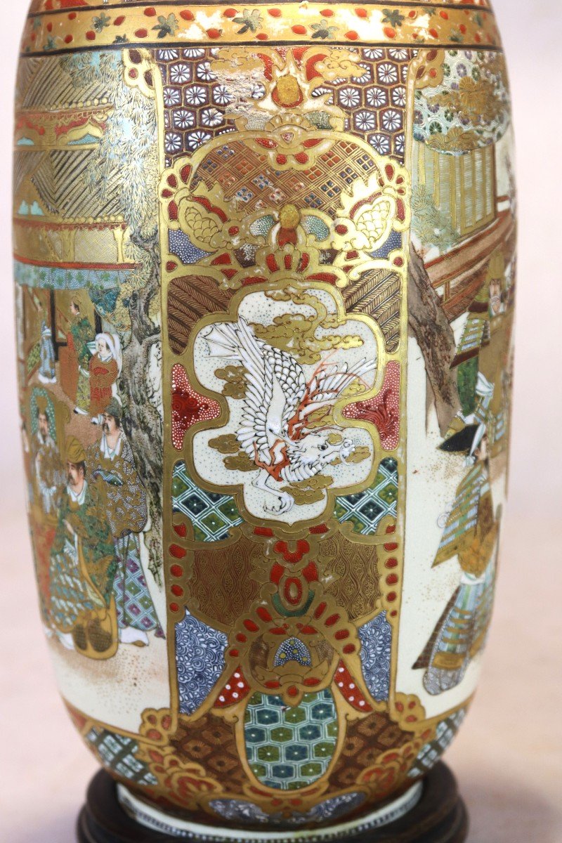 Japon, Grande Lampe Satsuma, Début XXe-photo-8