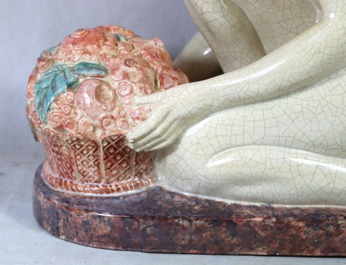 Marcel André Bouraine (1886-1948) , Sculpture  En Faïence Art Déco, Vers 1920-photo-3