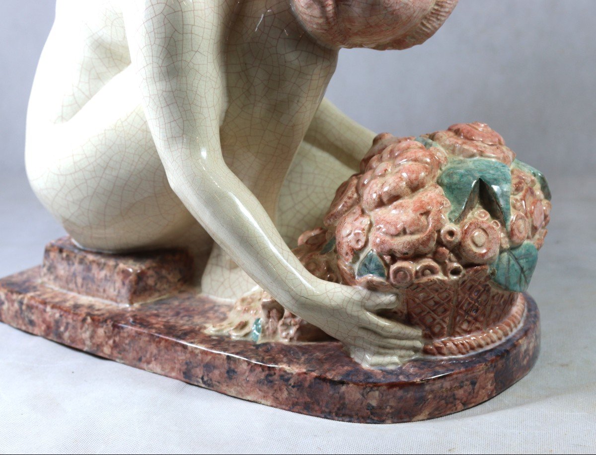 Marcel André Bouraine (1886-1948) , Sculpture  En Faïence Art Déco, Vers 1920-photo-5