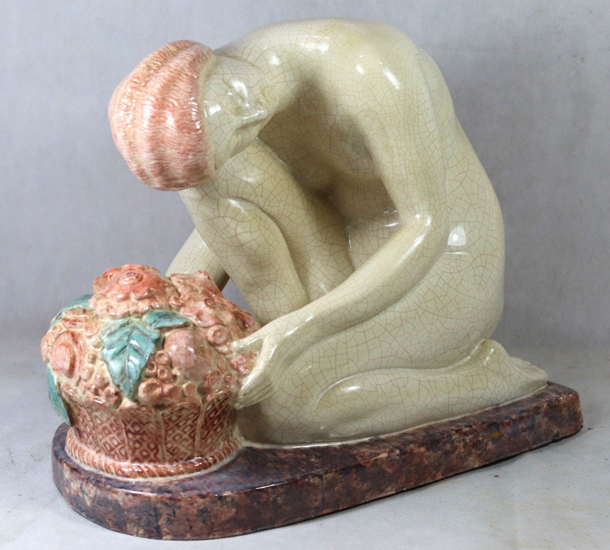 Marcel André Bouraine (1886-1948) , Sculpture  En Faïence Art Déco, Vers 1920-photo-6