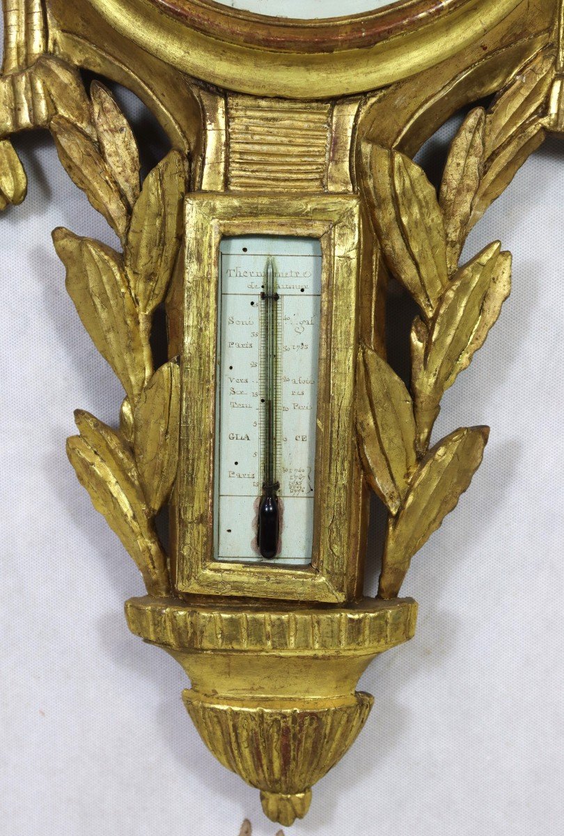 Louis XVI Period Barometer In Gilded Wood, 18th Century-photo-2