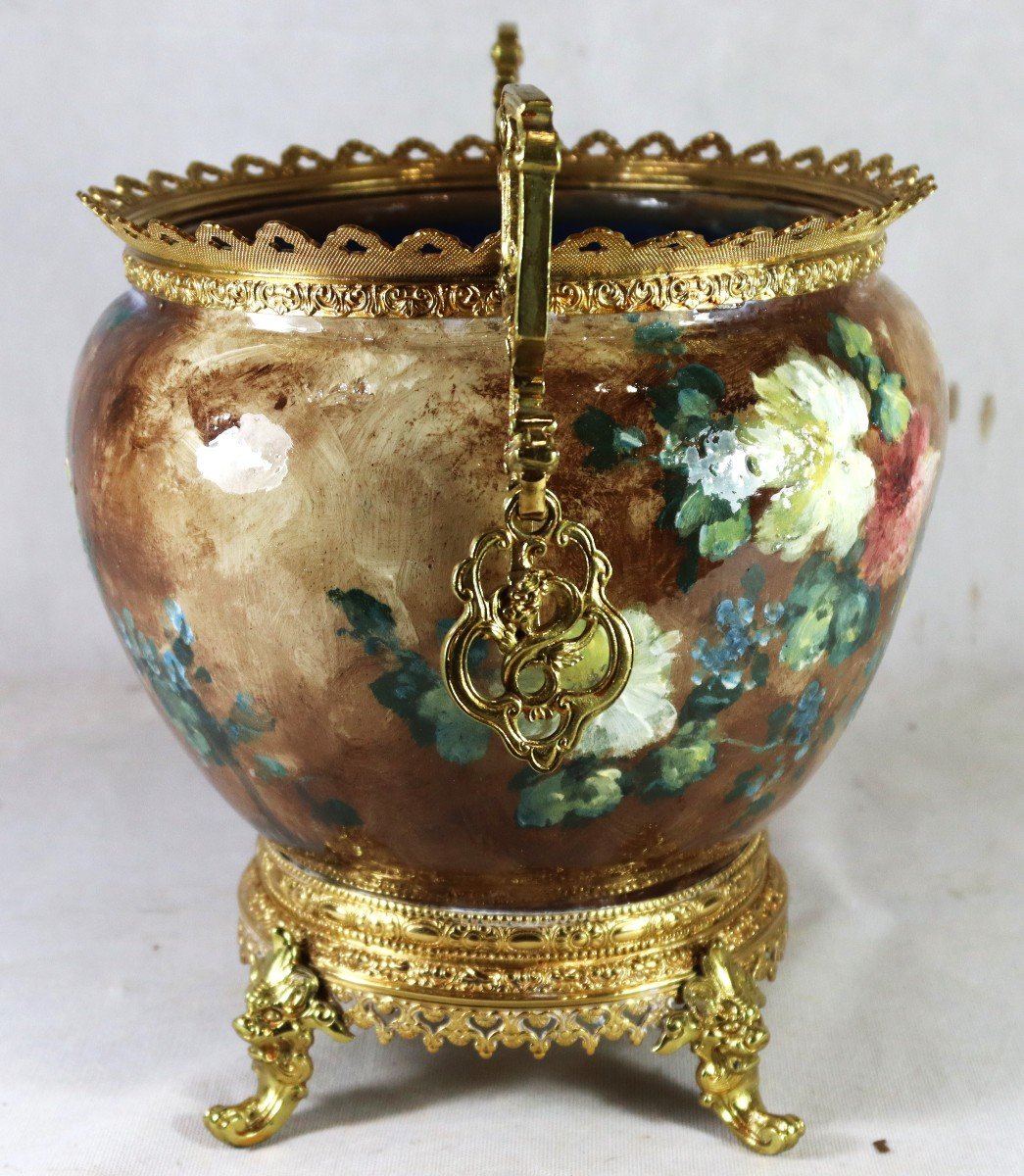 Dominique Grenet Atelier (1821-1885), Cache-pot Impressionniste, Signé, XIXe-photo-4