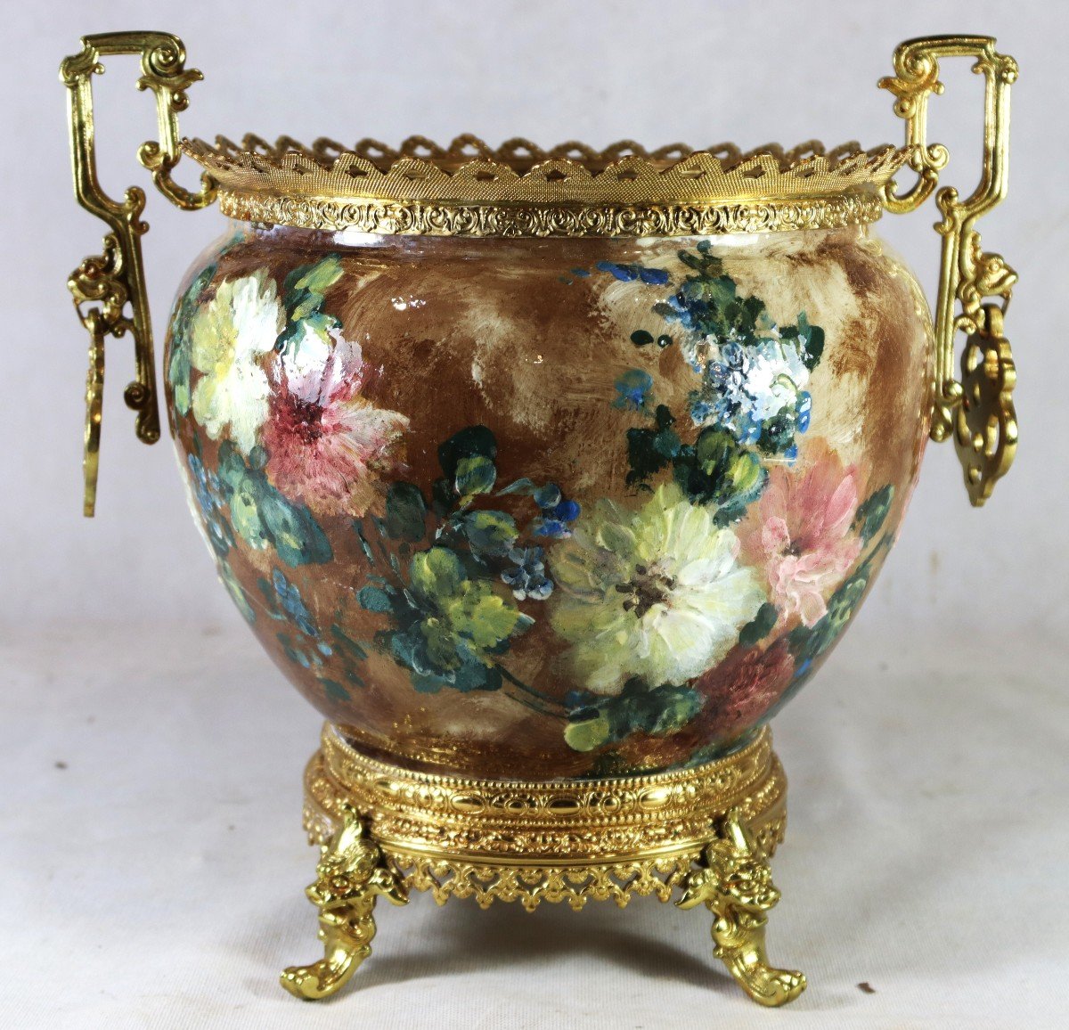 Dominique Grenet Atelier (1821-1885), Cache-pot Impressionniste, Signé, XIXe