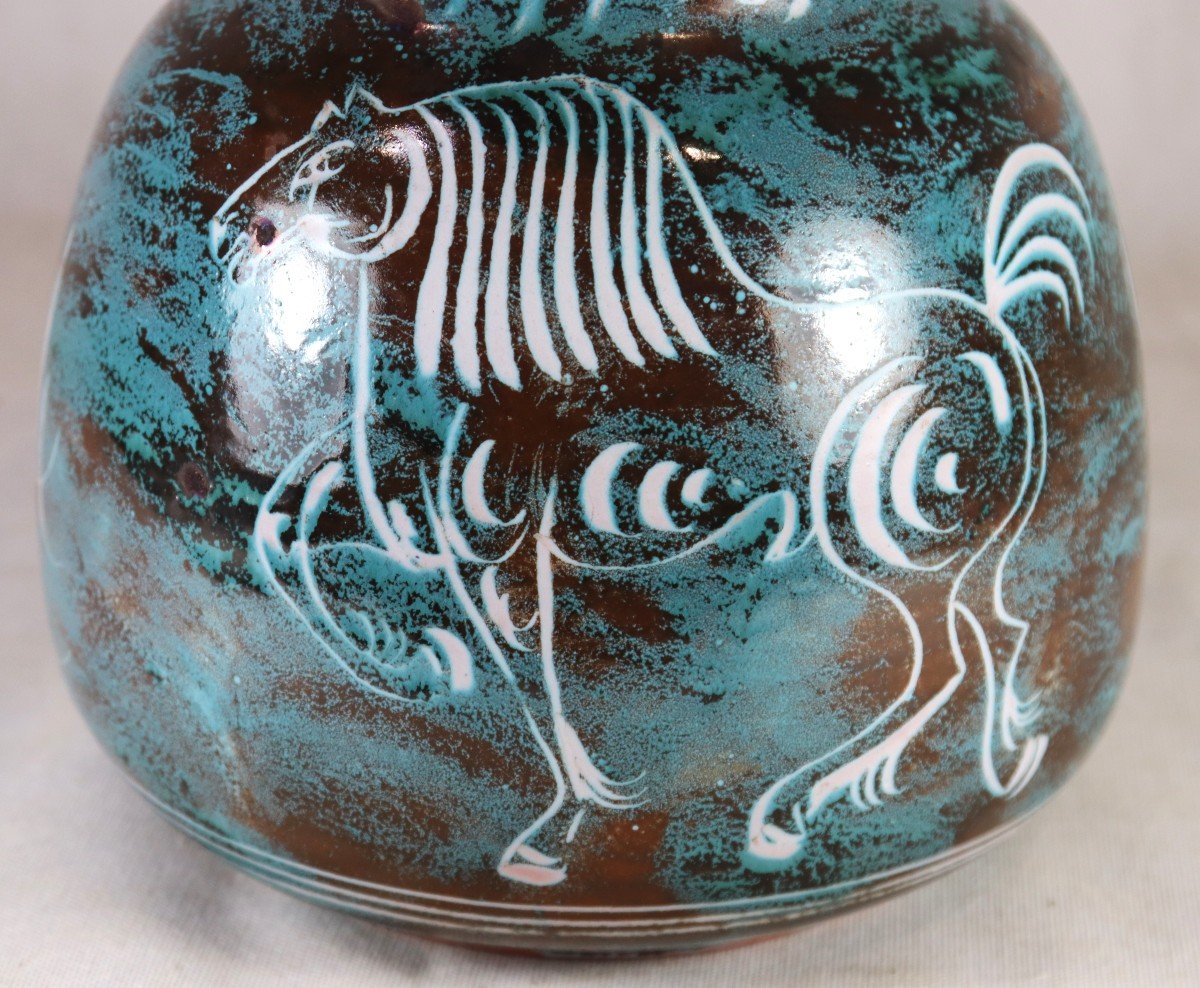 Yvon Roy (xx), Vase Pansu " Chevaux ", Atelier Montgolfier, 1960-photo-3
