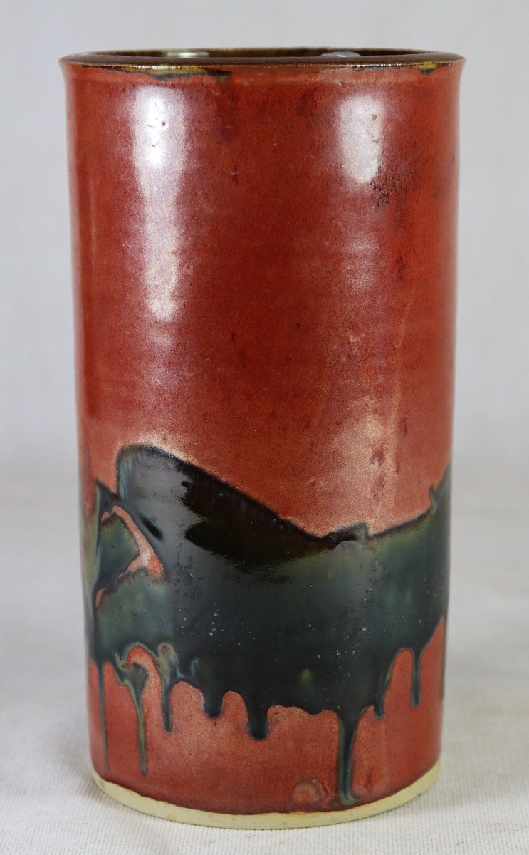 Annie Maume (1945), Enameled Stoneware Vase, Signed, 20th Century-photo-4