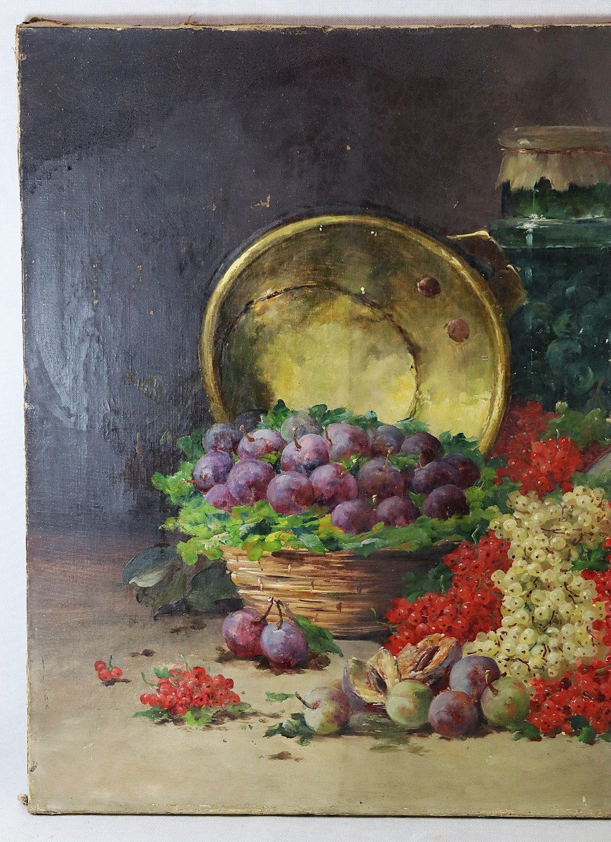 Edmond Van Coppenolle (1846-1914), Large Hst "still Life With Fruits" 19th Century-photo-2