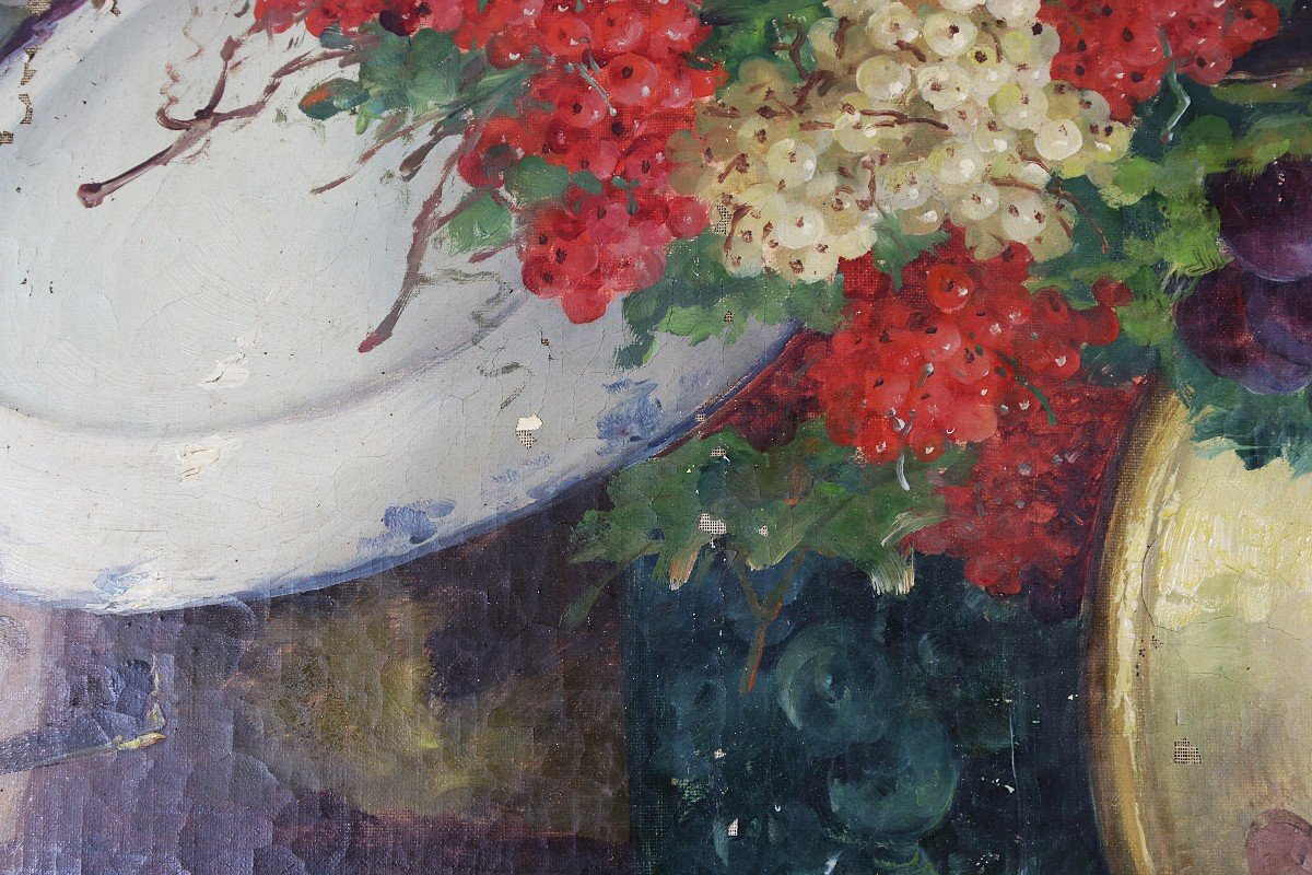 Edmond Van Coppenolle (1846-1914), Large Hst "still Life With Fruits" 19th Century-photo-1
