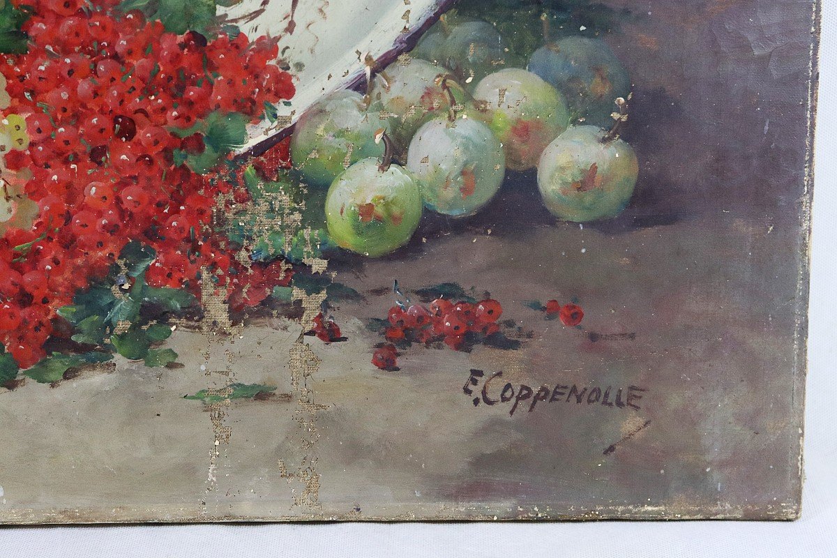 Edmond Van Coppenolle (1846-1914), Large Hst "still Life With Fruits" 19th Century-photo-2