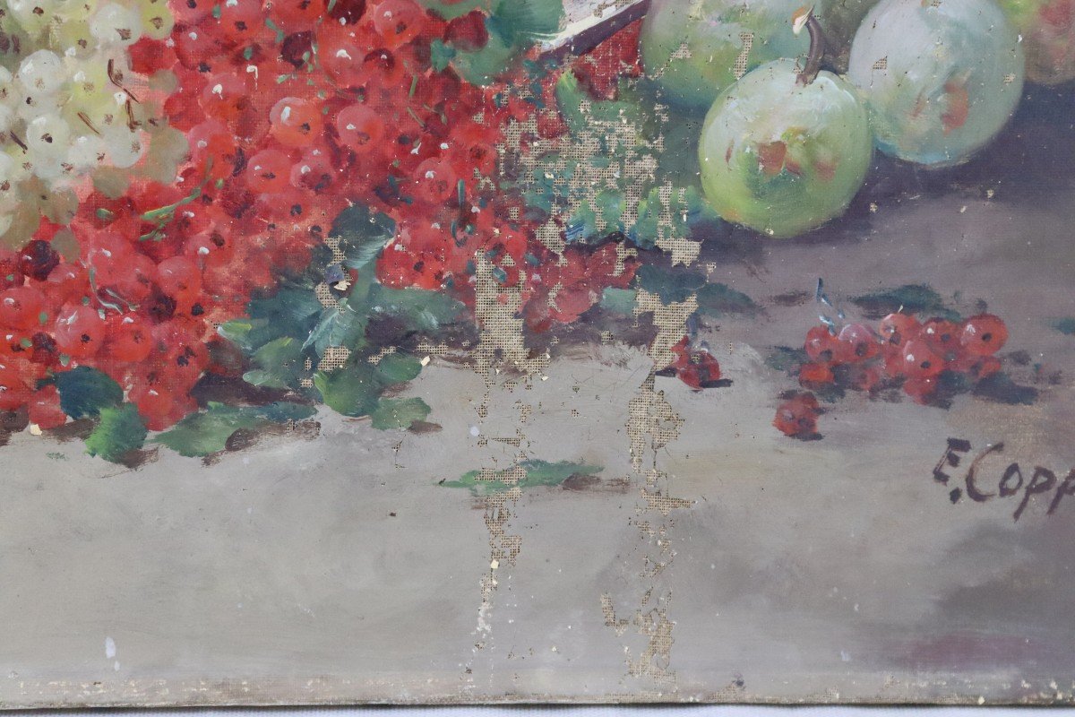 Edmond Van Coppenolle (1846-1914), Large Hst "still Life With Fruits" 19th Century-photo-6