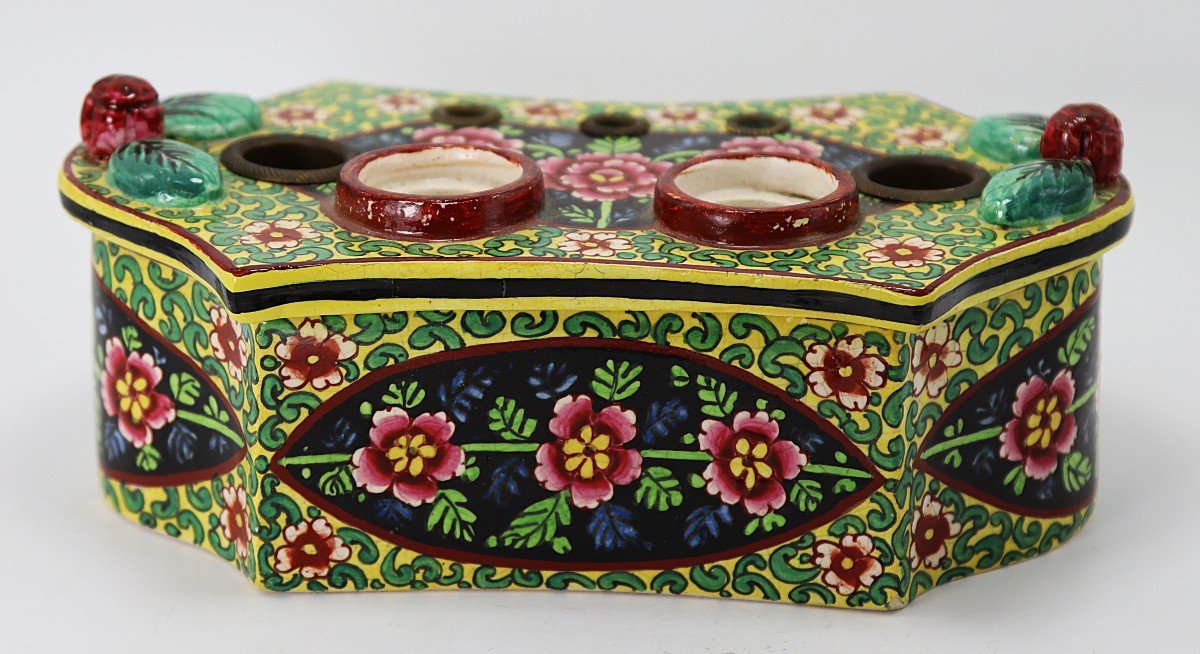 André Duquenelle In Clamecy, Large Earthenware Inkwell, Circa 1910-photo-6