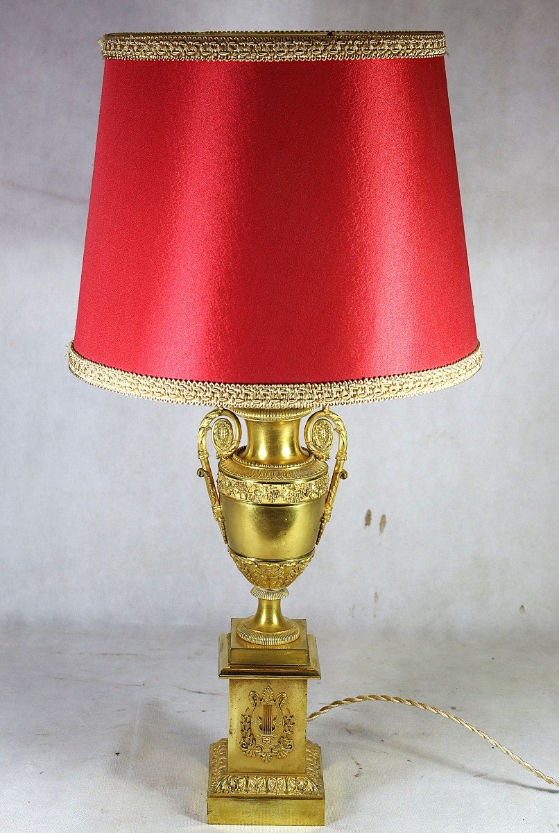 Lampe En Bronze Doré, d'époque Empire, XIXe-photo-2