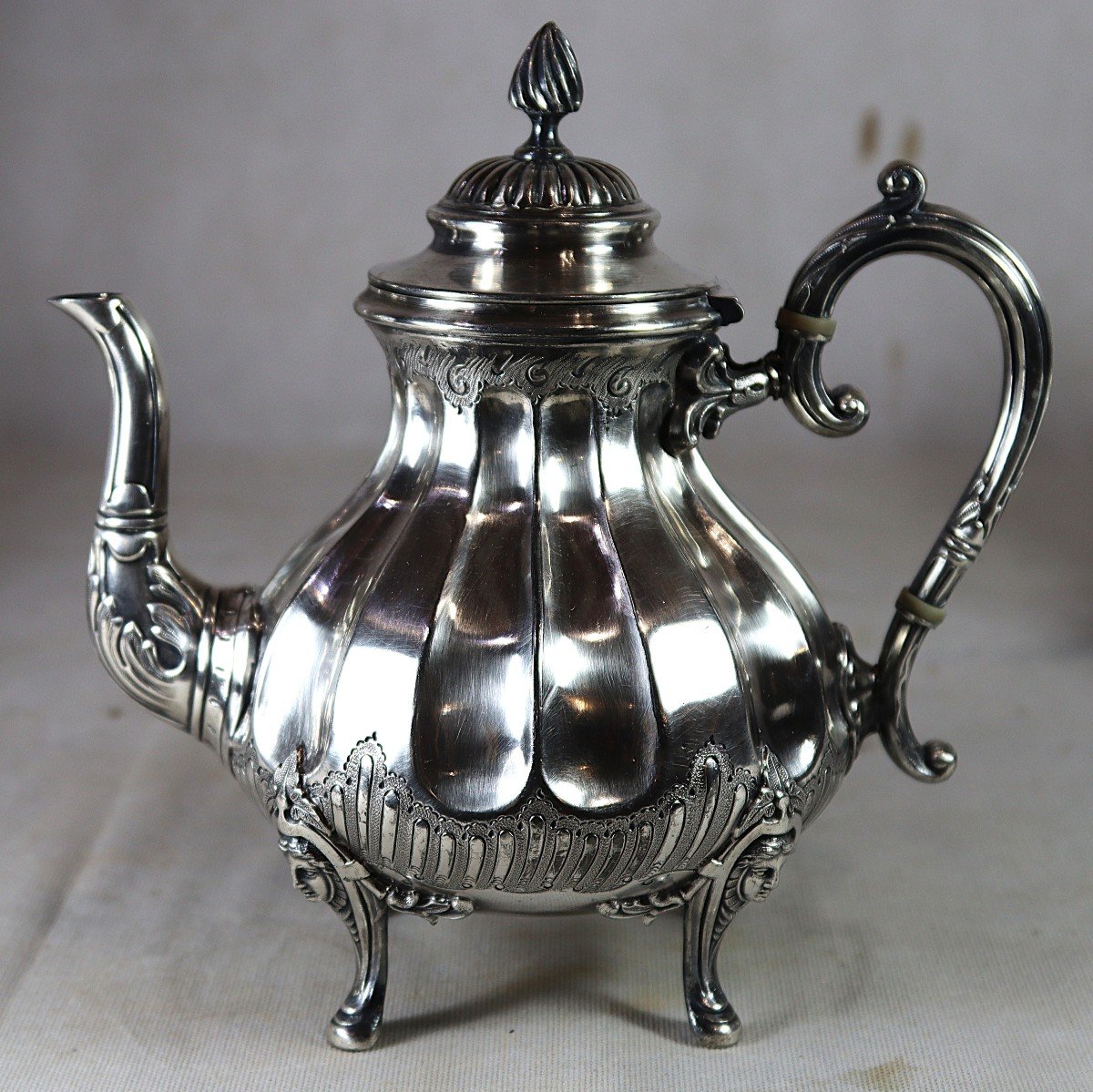 3 Piece Silver Plated Service, English Work, James Deakin & Sons, 19th Century-photo-3
