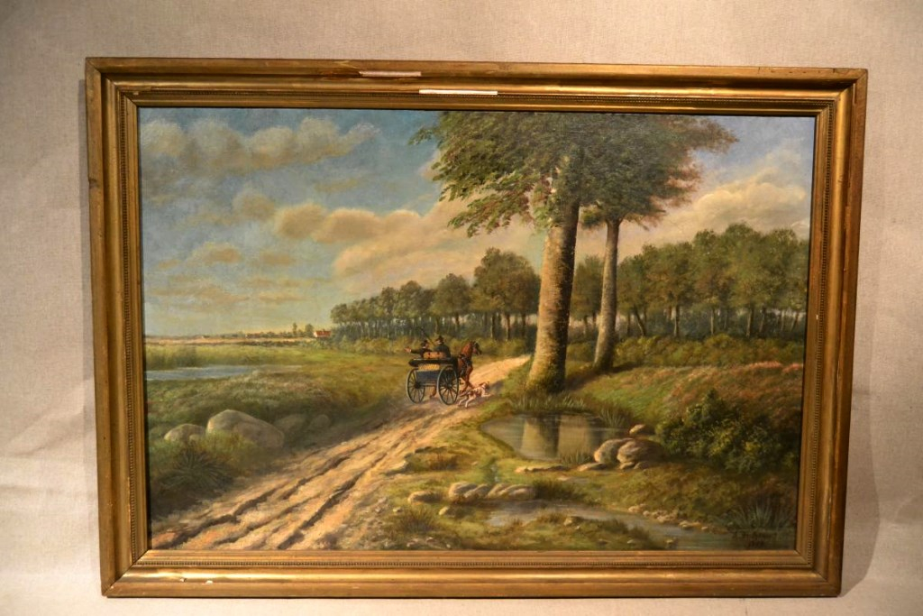 Hst Landscape "the Carriage" Signed A.bertheau 1899