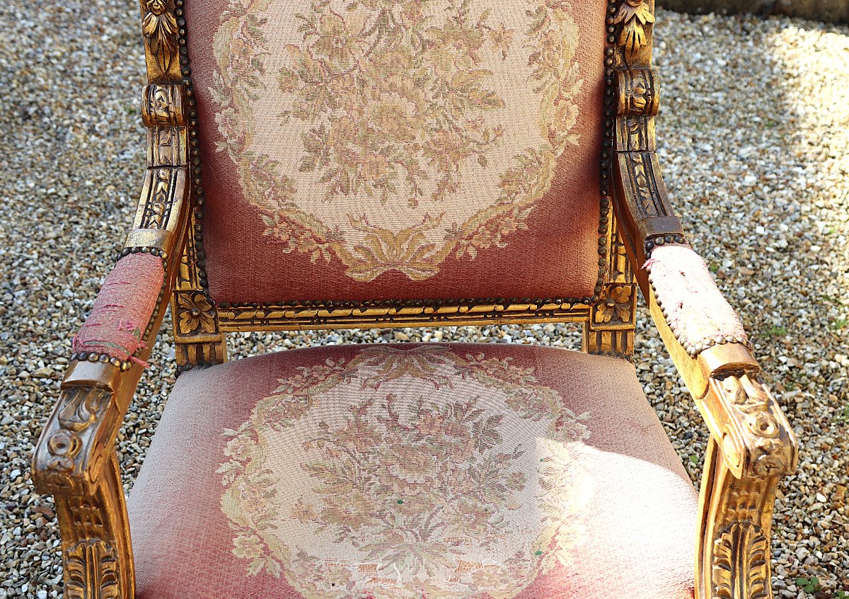 Suite De 4 Fauteuils à La Reine, Style Baroque, Fin XIXe-photo-8