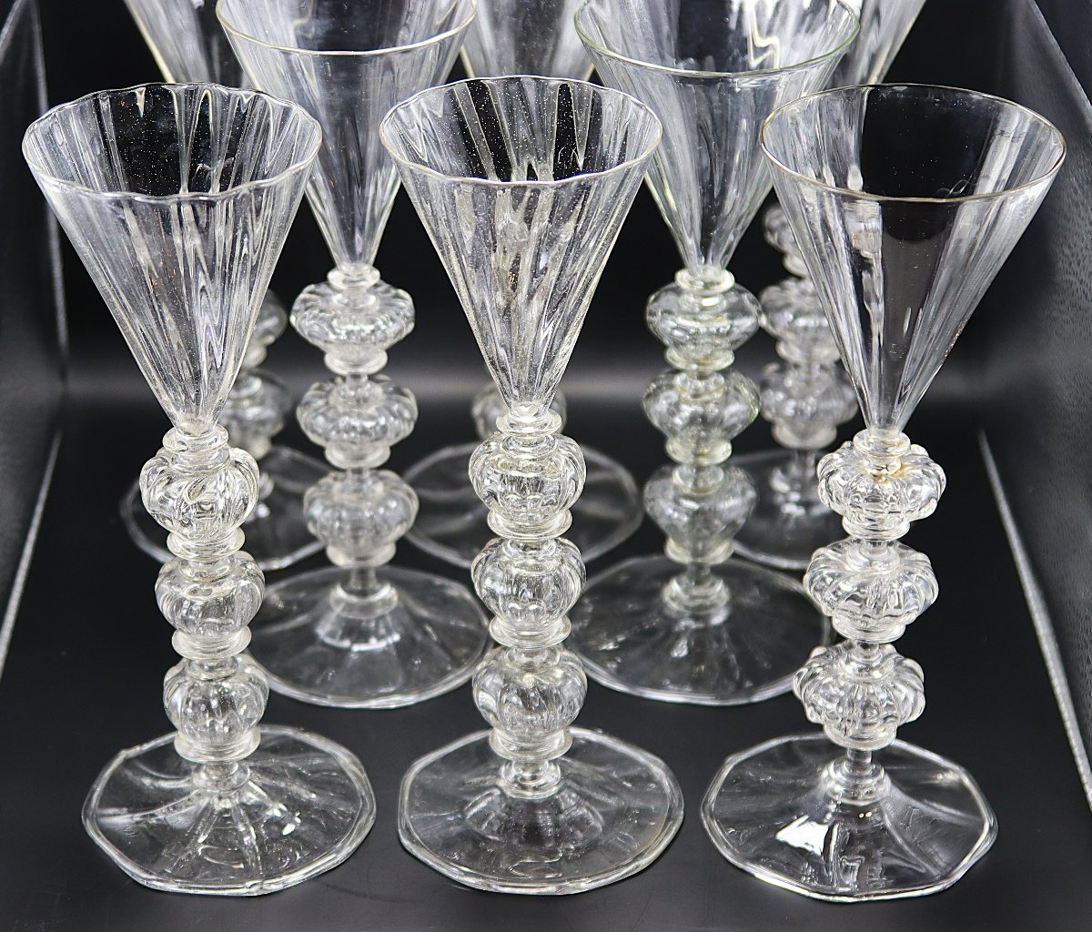 8 Verres à Jambes Façon Venise, Epoque XXe-photo-8