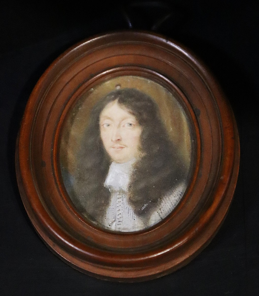 Miniature Drawing "louis II Of Bourbon-condé", 17th/18th Century