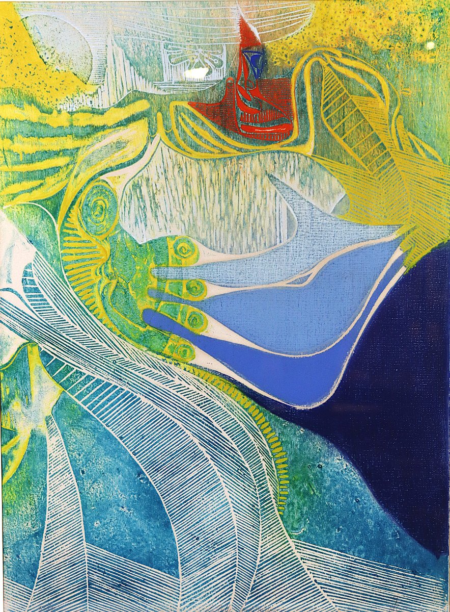 Large Lithograph "the Beautiful Gardener", Signed, 20th Century-photo-2