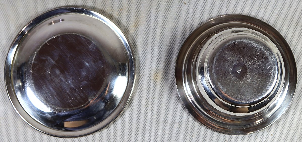 Art De La Table, Ensemble De 12 Rince-doigts Et 12 Coupelles En Métal Arg, XXe-photo-2