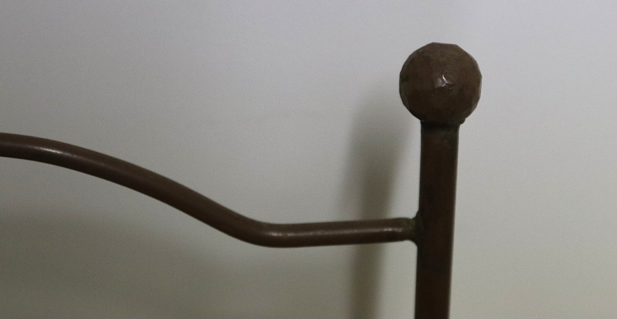 Suite De 6 Chaises De Jardin De Qualité En Fer Forgé Laqué Marron, XXe-photo-3