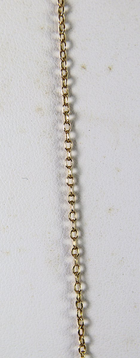 18k Gold Chain And 18k Gold Baptism Medal, Weight 10g. 20th Century-photo-1