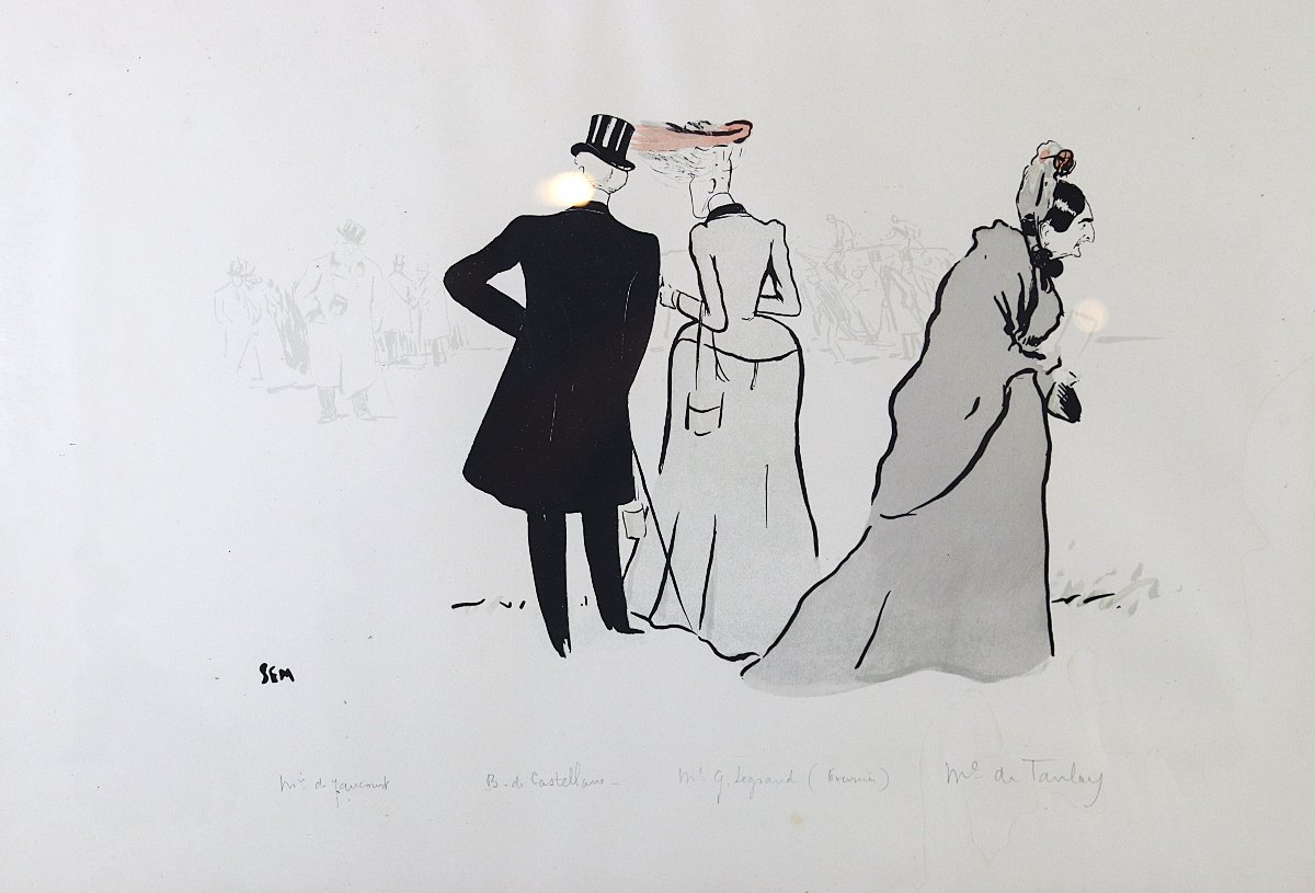 "georges Goursat Dit Sem ( 1863-1934), Lithographie " Champs De Courses ", Début XXe-photo-2
