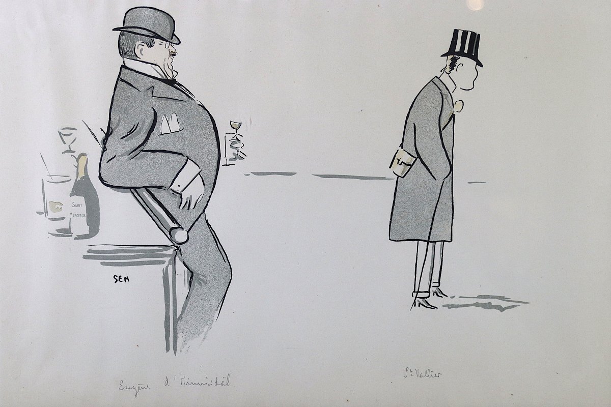 Georges Goursat Dit Sem ( 1863-1934), Lithographie "eugène d'Hinnisdal, Saint-vallier ", 1900-photo-2