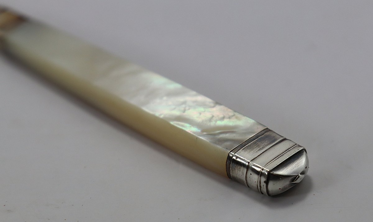 Ernest Cardeilhac, Série De 36 Couteaux à Dessert En Argent, métal Et Nacre, XXe-photo-6