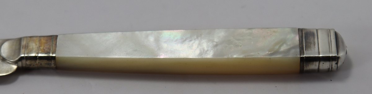 Ernest Cardeilhac, Série De 36 Couteaux à Dessert En Argent, métal Et Nacre, XXe-photo-7