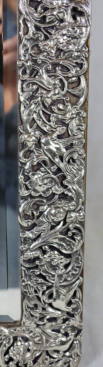 Miroir De Table En Argent " Chérubins ", XIXe-photo-1