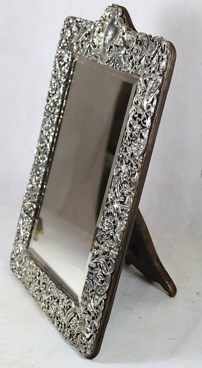 Miroir De Table En Argent " Chérubins ", XIXe-photo-2