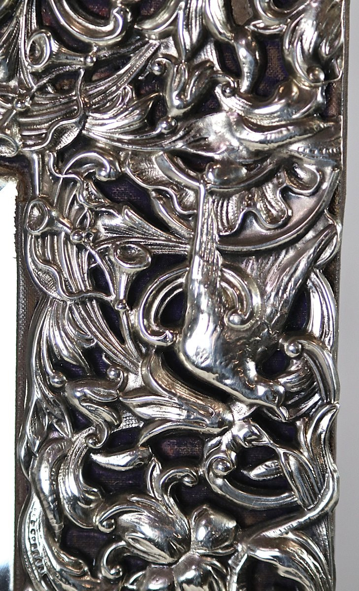 Miroir De Table En Argent " Chérubins ", XIXe-photo-4
