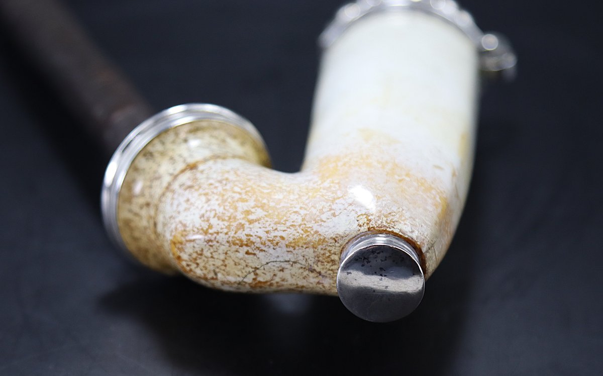 Austria 19th Century, Pipe With The Name "adolph" Of The Dobrocen Type In Meerschaum And Silver.-photo-4
