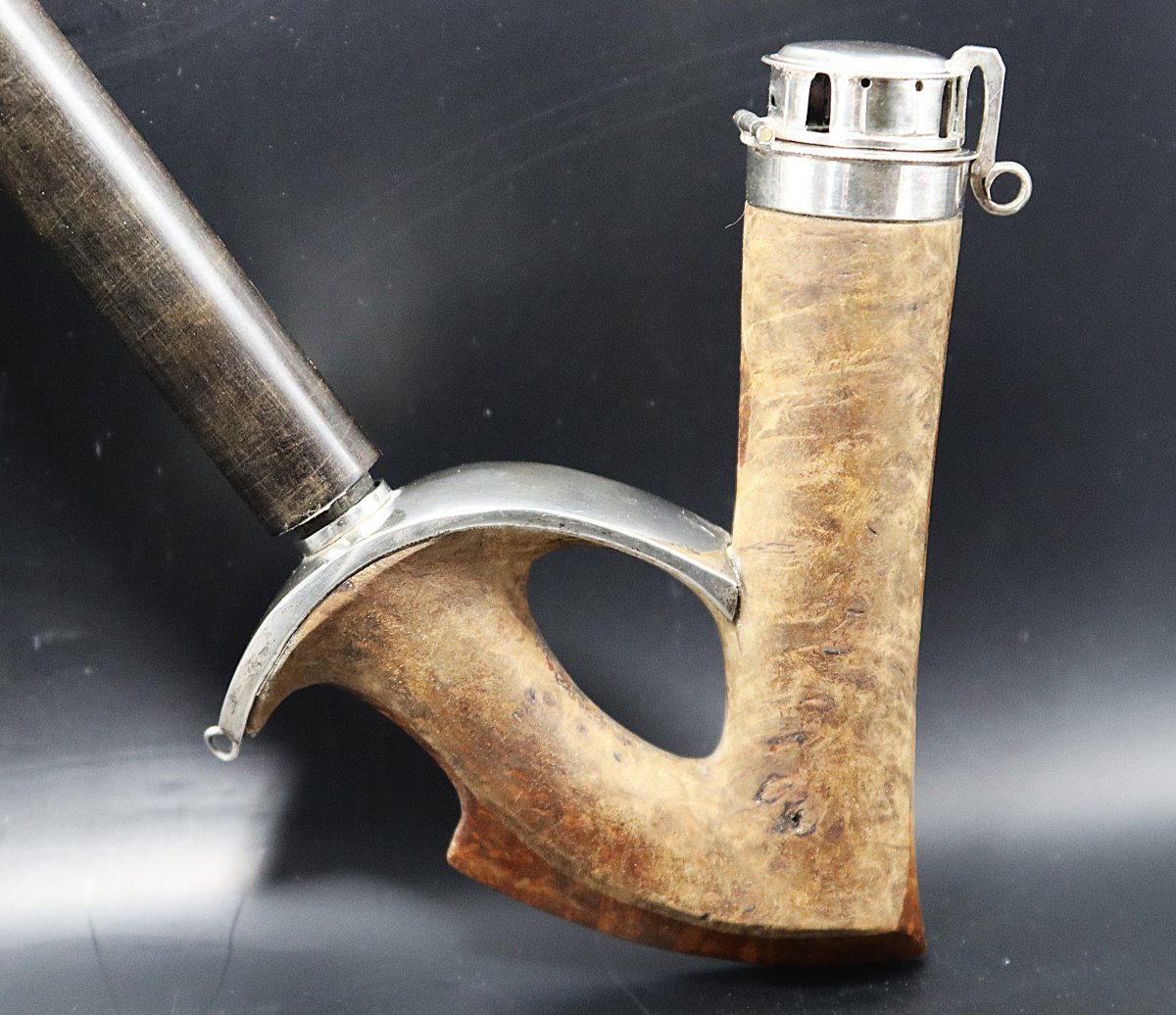 Autriche XIXe, Pipe en loupe et argent.-photo-2