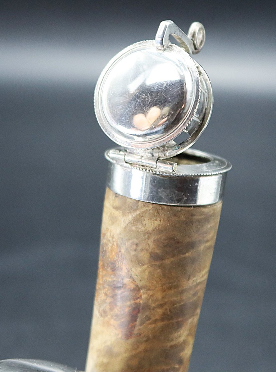 Autriche XIXe, Pipe en loupe et argent.-photo-4
