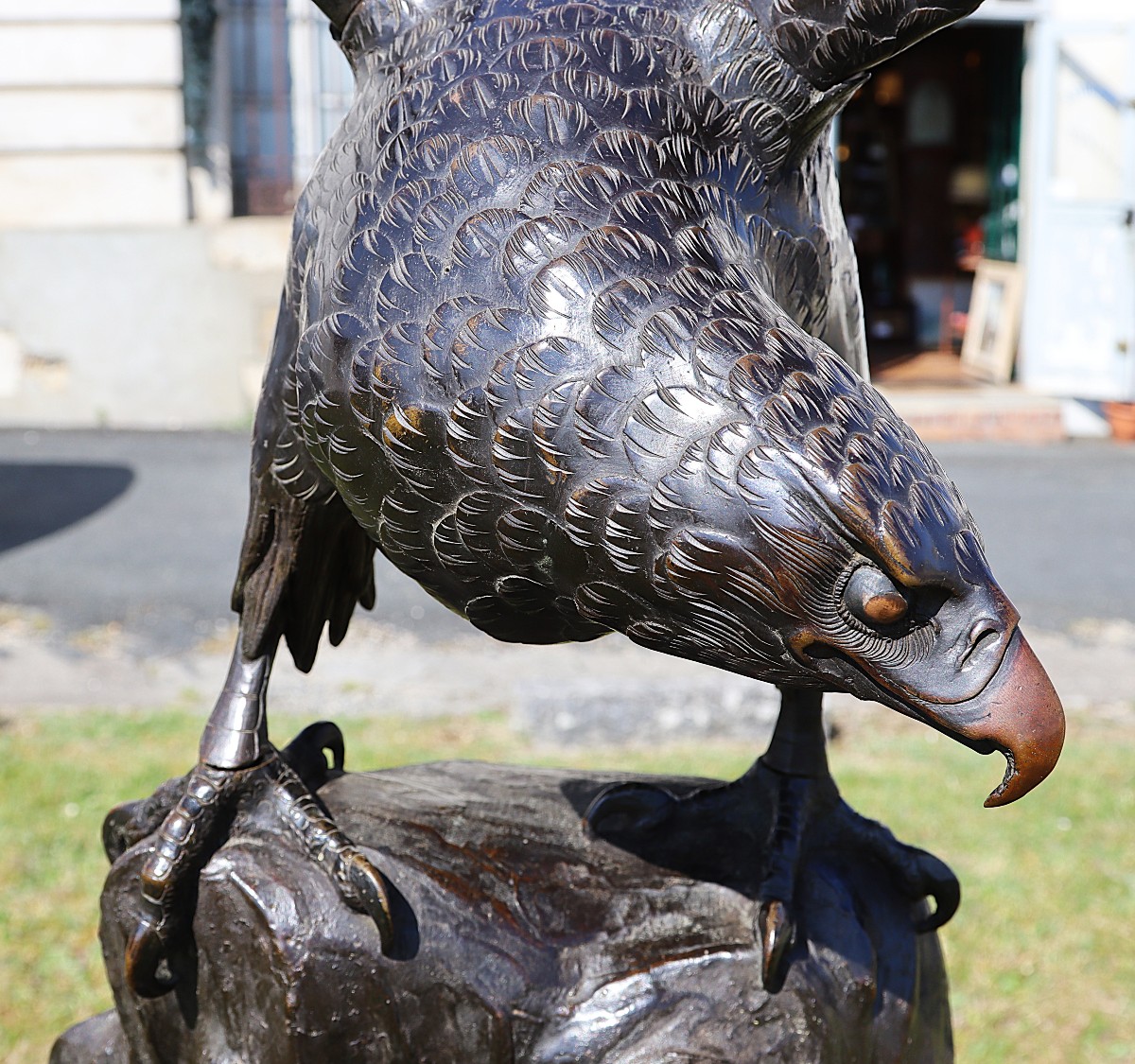 OKIMONO MASSIF EN BRONZE D'UN AIGLE DE MER Japon période Meiji.-photo-8