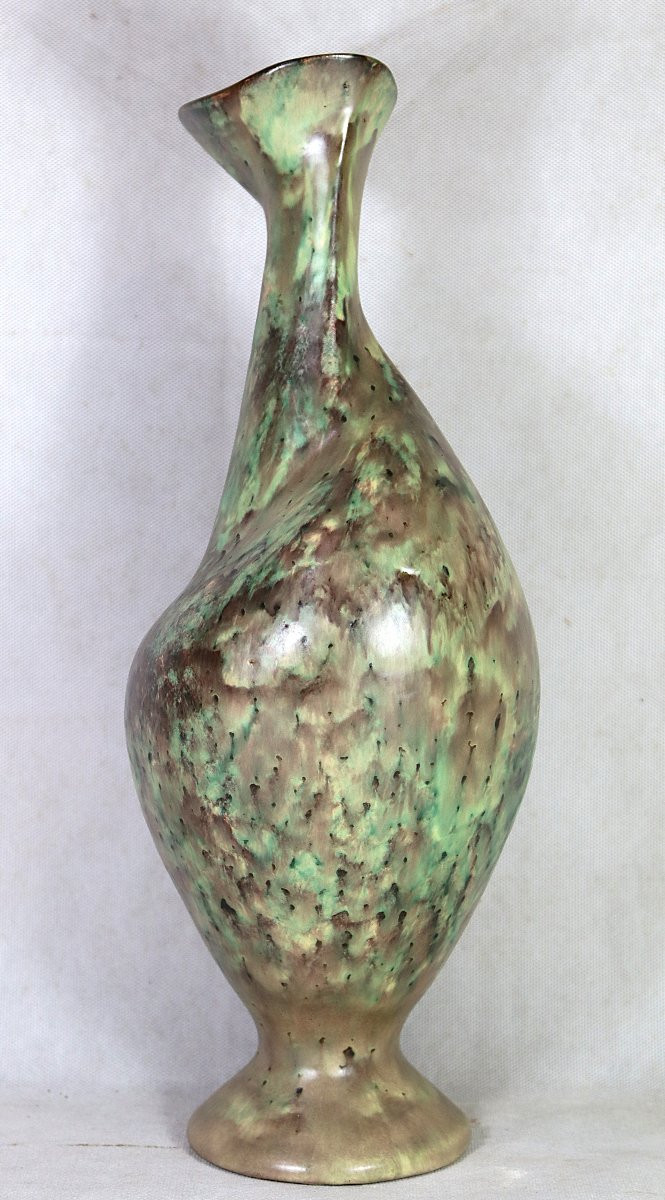Fernand LACAF (1920-1991), Vase-sculpture en céramique émaillée, XXe-photo-1