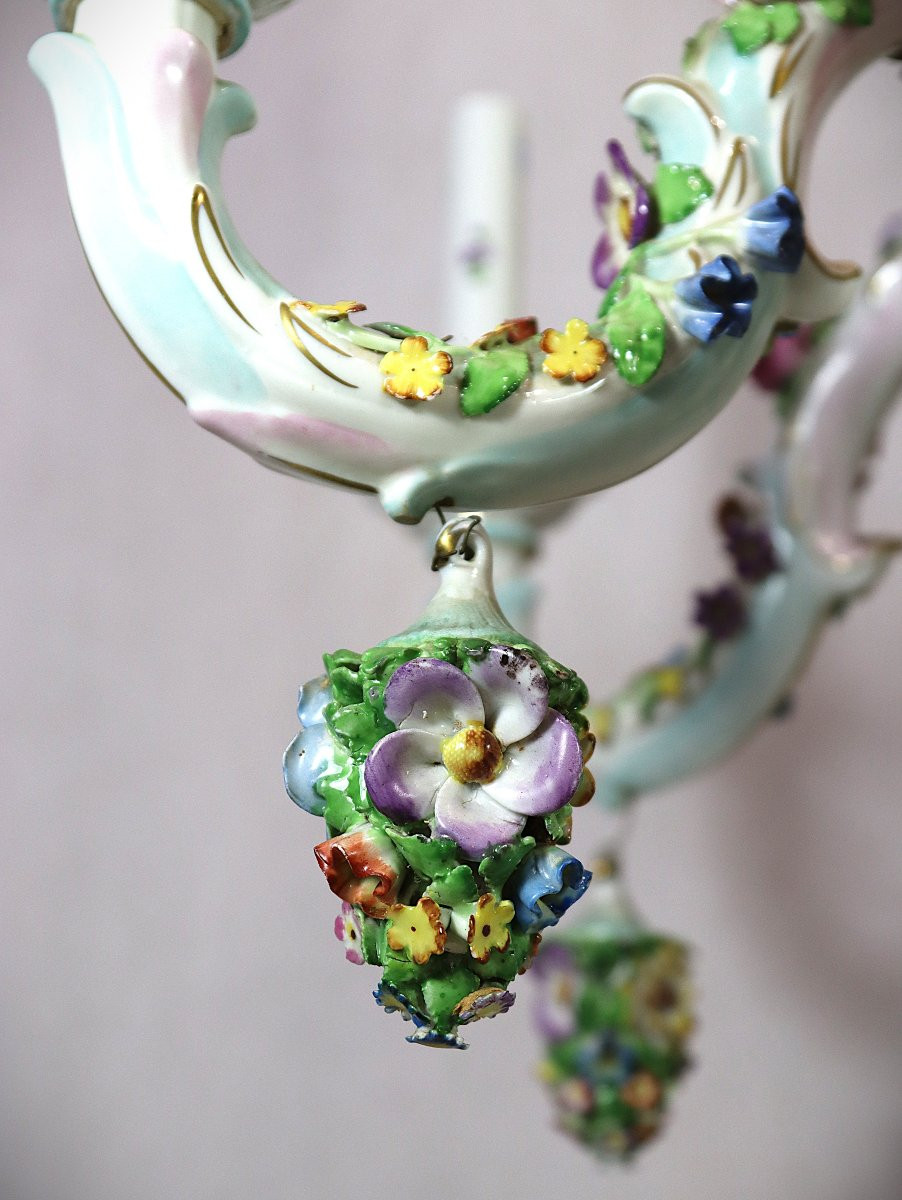 Allemagne Fin XIXe, Lustre en porcelaine.-photo-8