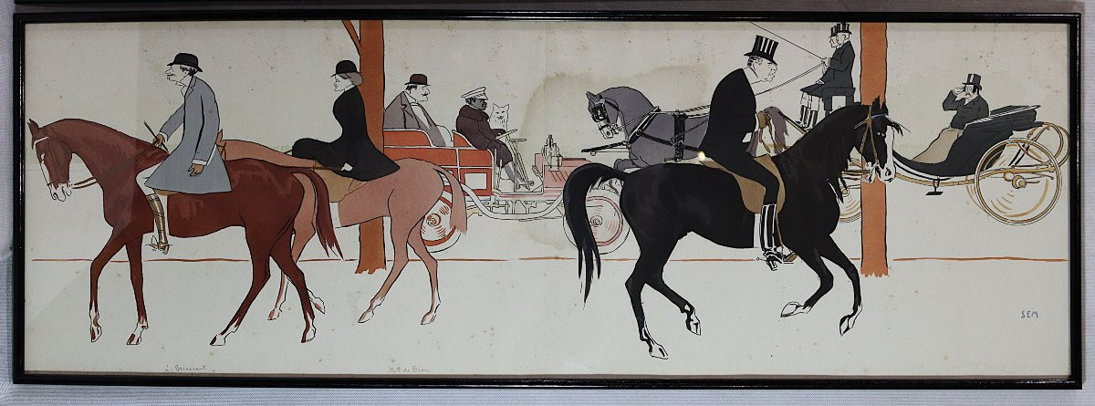 Sem (georges Goursat) (1863-1934), Set Of 6 Framed Lithographs, Paris 1900-photo-3