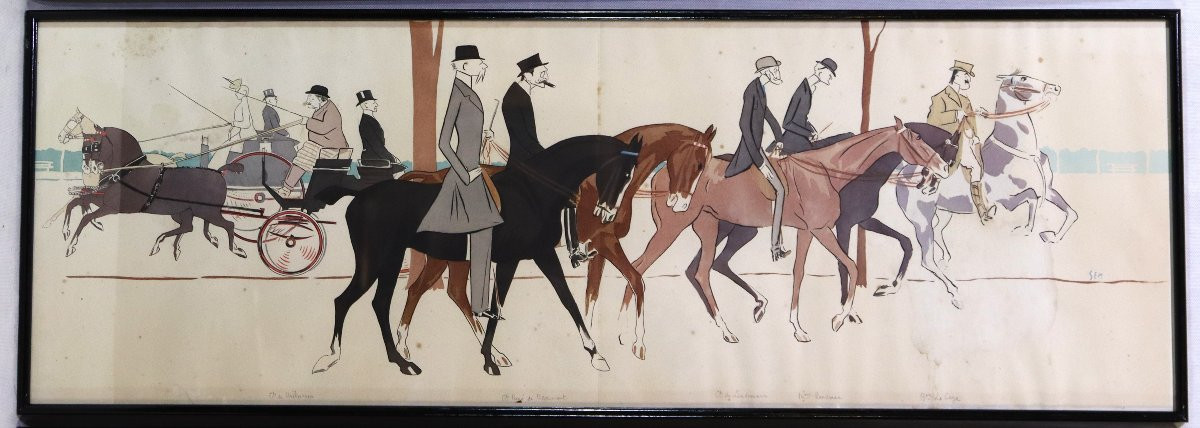 Sem (georges Goursat) (1863-1934), Set Of 6 Framed Lithographs, Paris 1900-photo-7