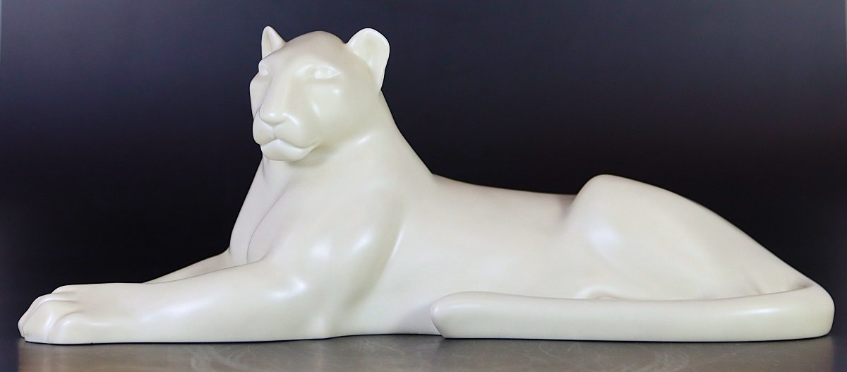 Armand Petersen (1891-1969) "lying Panther" Bing And Grondahl Edition, Circa 1960-photo-2