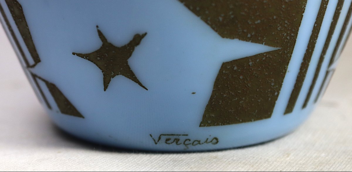 Le verre français, vase " étoiles ", signé, vers 1930-photo-1