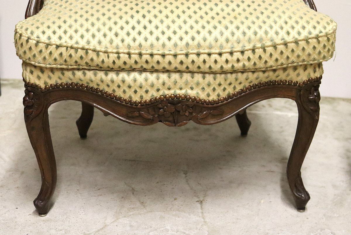 Paire de fauteuils à dossier plat d'époque Louis XV, XVIIIe-photo-2