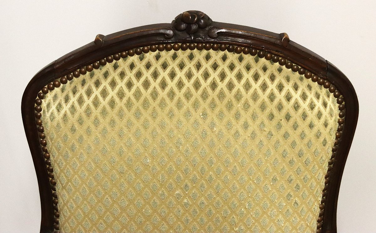 Paire de fauteuils à dossier plat d'époque Louis XV, XVIIIe-photo-1