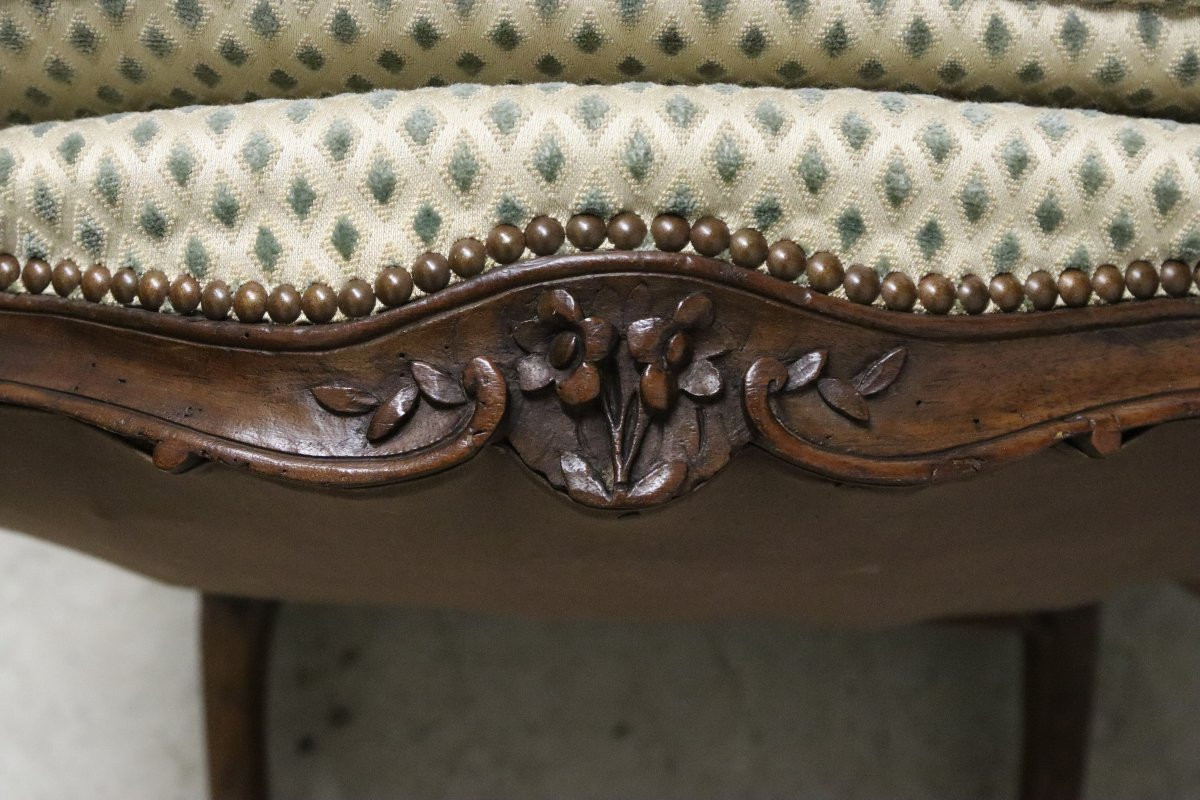 Paire de fauteuils à dossier plat d'époque Louis XV, XVIIIe-photo-4