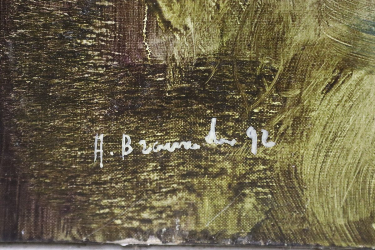Grande HST " personnages obscure ", signé et daté, XXe-photo-2