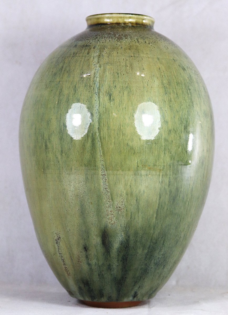Champy Claude (1944), Large Sandstone Vase, Signed, 20th Century-photo-2
